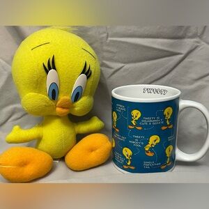 Vintage Tweety Bird Mug & Stuffed Tweety